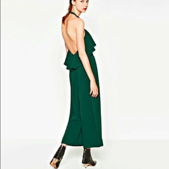 green ruffle jumpsuit